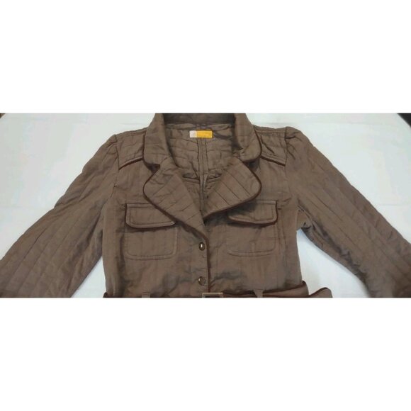 Tulle Women Belted Textured Vintage Design Jacket Brown Size M/L 90s - Picture 3 of 14